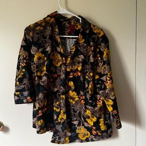 212 Collection Yellow and Brown Patterned Blouse